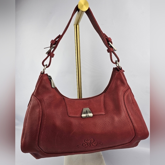 Longaberger Handbags - Longaberger Leather So Rachel Boho Shoulder Bag  Merlot/Red
